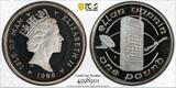 1 POUND 1988 ISLE OF MAN SILVER  PROOF COIN KM#213a PCGS PR68 MOBILE TOP POP