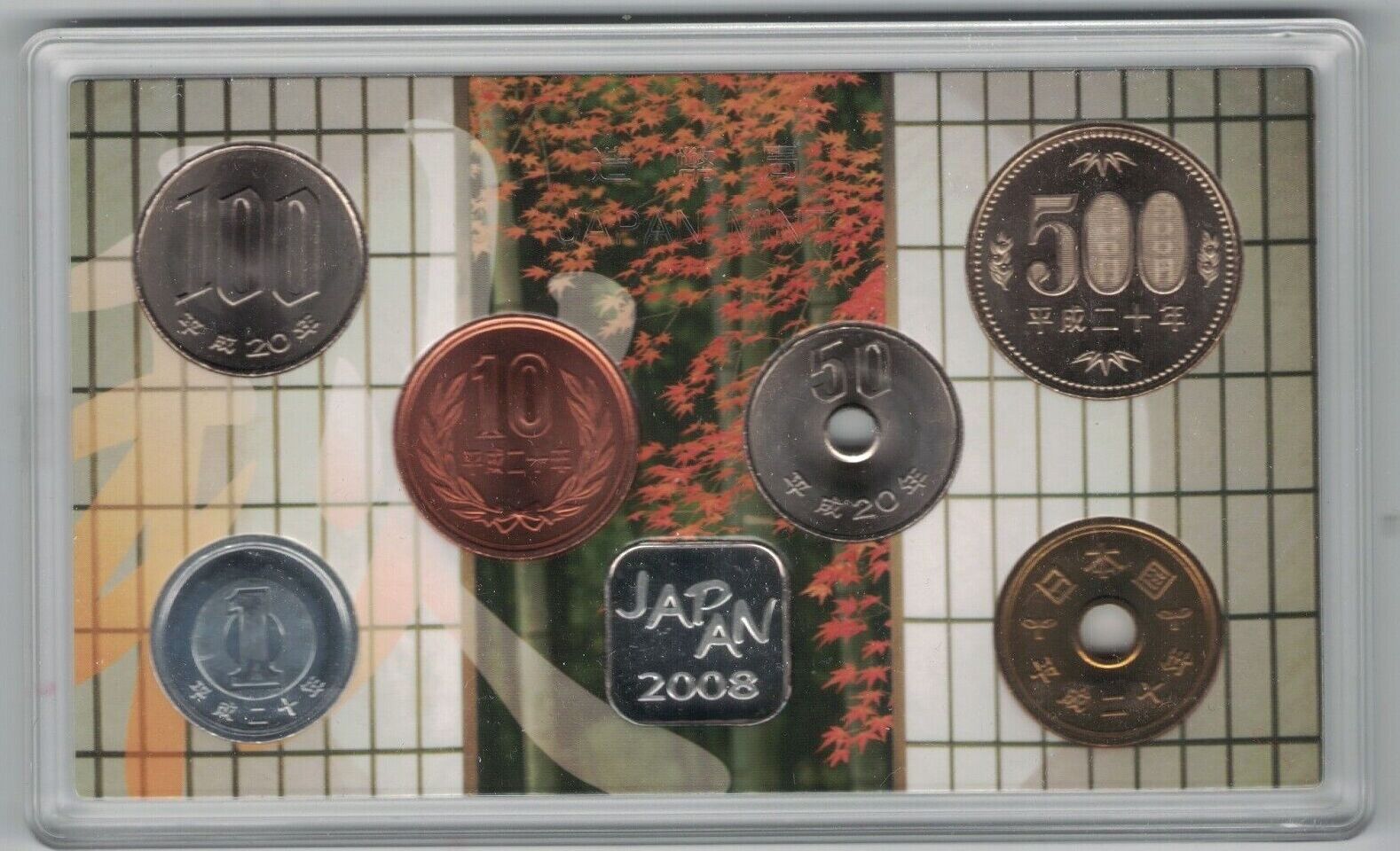 500 YEN 2008 JAPAN 6 DIF BU COINS MINT SET 1 - YEAR FOUR SEASONS +