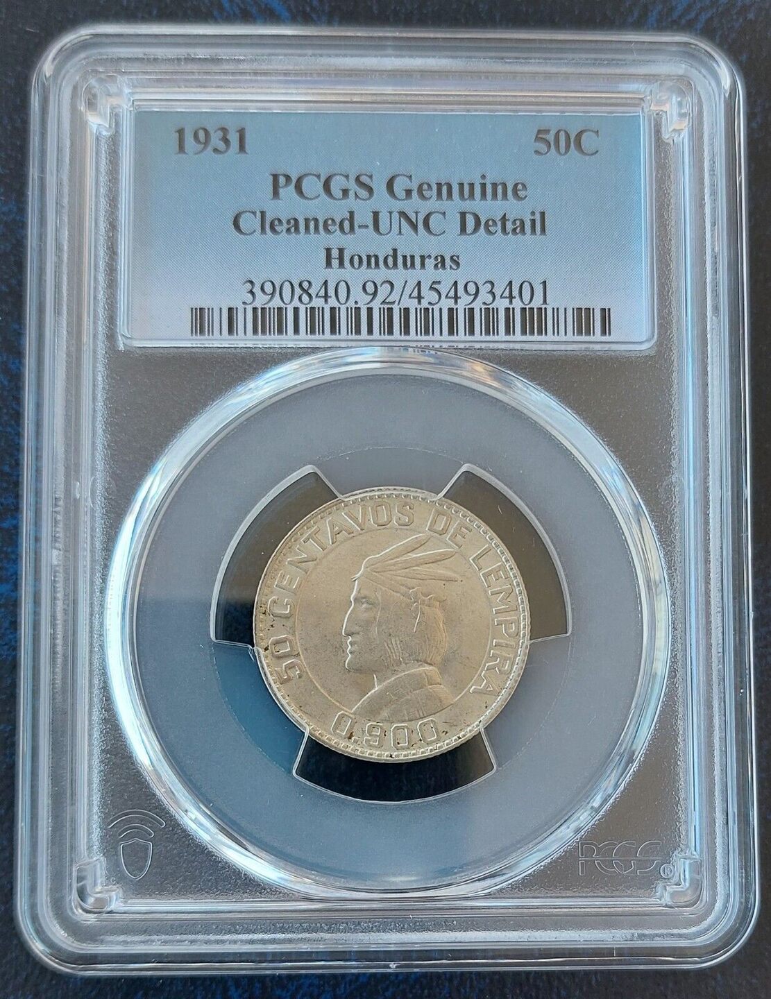 50 CENTAVOS 1931 HONDURAS SILVER UNC COIN YEAR KM 74 PCGS GRADING