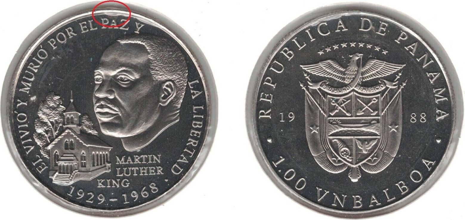 1 BALBOA 1988 PANAMA RARE PROOF COIN YEAR MARTIN LUTHER KING | MA-Shops