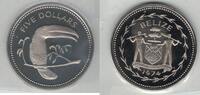 BELIZE CU-NI 5$ PROOF COIN YEAR KM#44 TOUCAN BIRD -