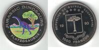 1000 FRANCS EQUATORIAL GUINEA COLORED UNC COIN YEAR KM#88 PLATEOSAURUS -