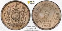 5 CENTS BRITISH NORTH BORNEO UNC COIN YEAR KM#5 PCGS GRADING -