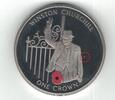 1 CROWN GIBRALTAR COLORED UNC COIN YEAR KM#1146 POPPY Winston Churchill -