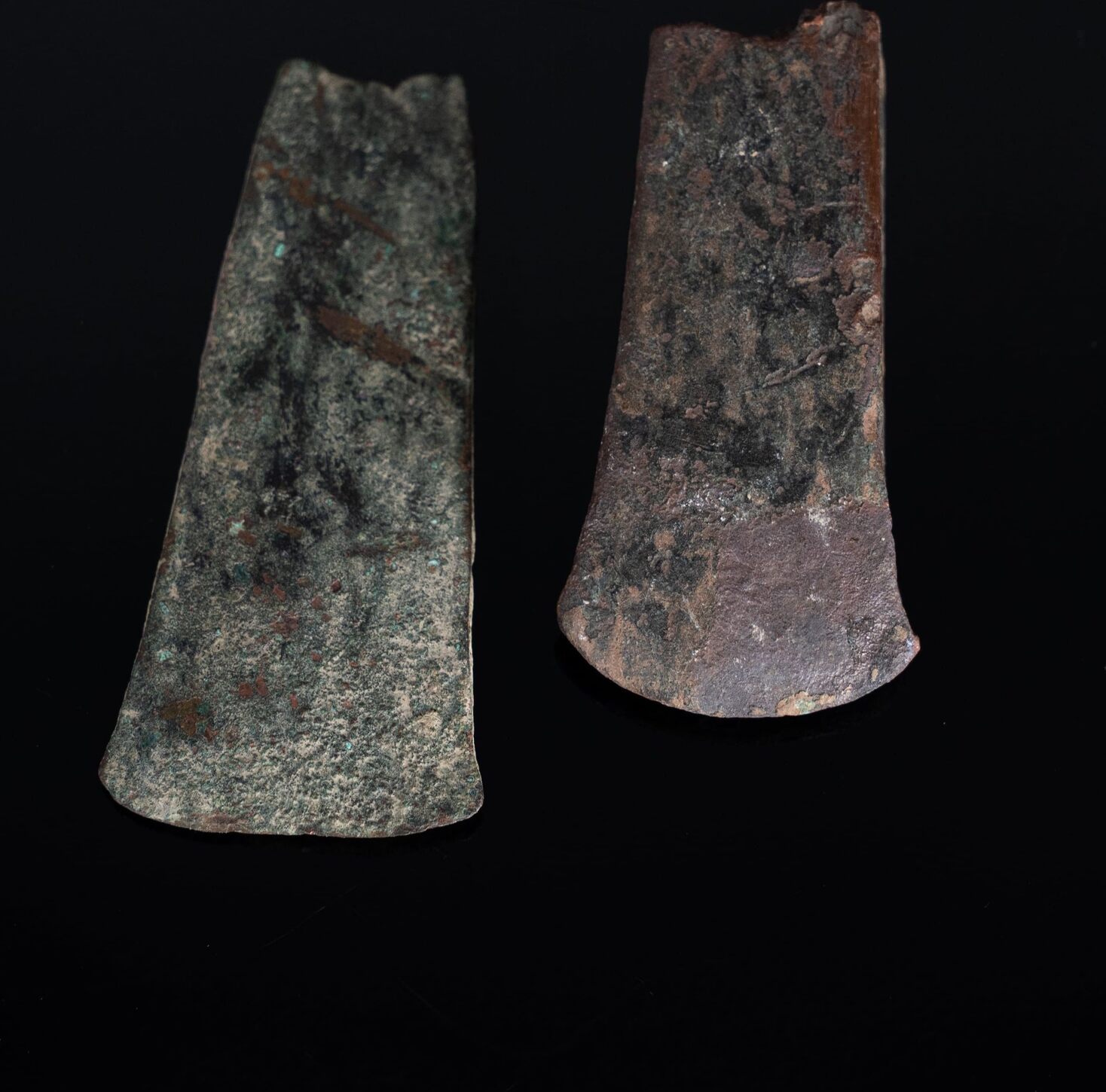 Bronze Age ax blades made of bronze. Flat axes from the Bronze Age from ...