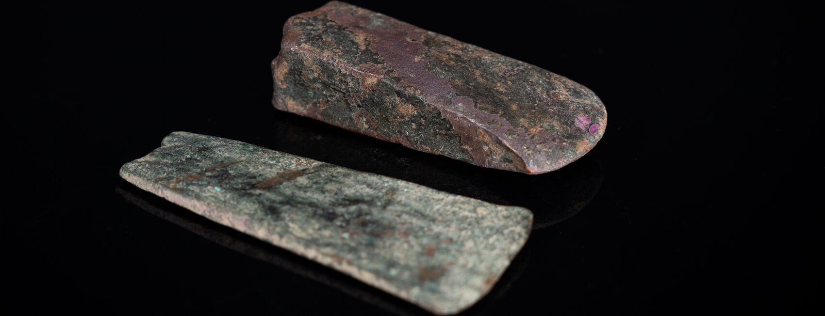 Bronze Age ax blades made of bronze. Flat axes from the Bronze Age from ...