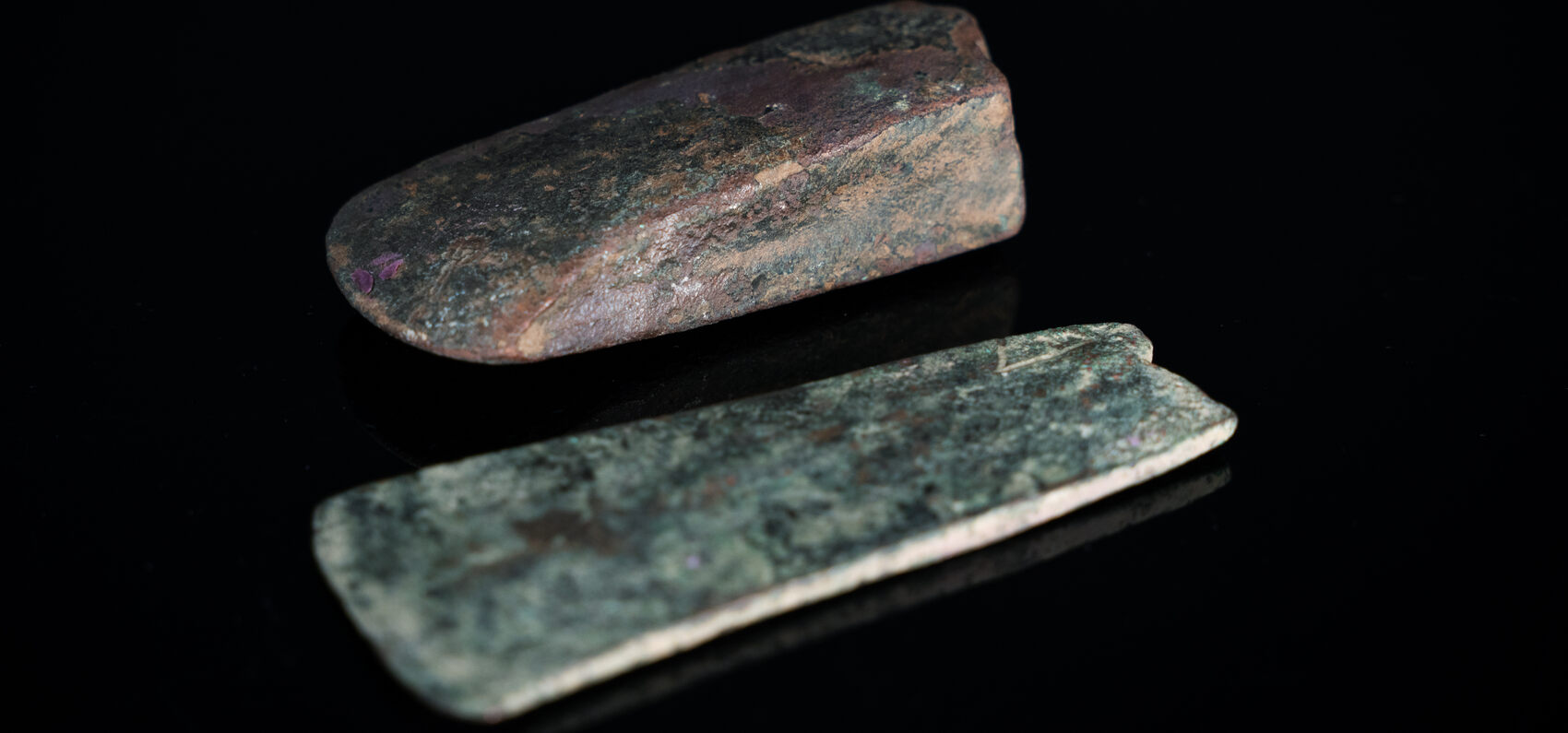 Bronze Age ax blades made of bronze. Flat axes from the Bronze Age from ...