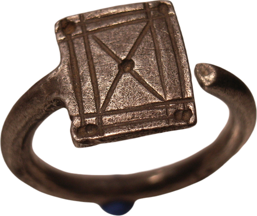 Antique medieval finger ring with cross symbol made of silver, Crusader ...