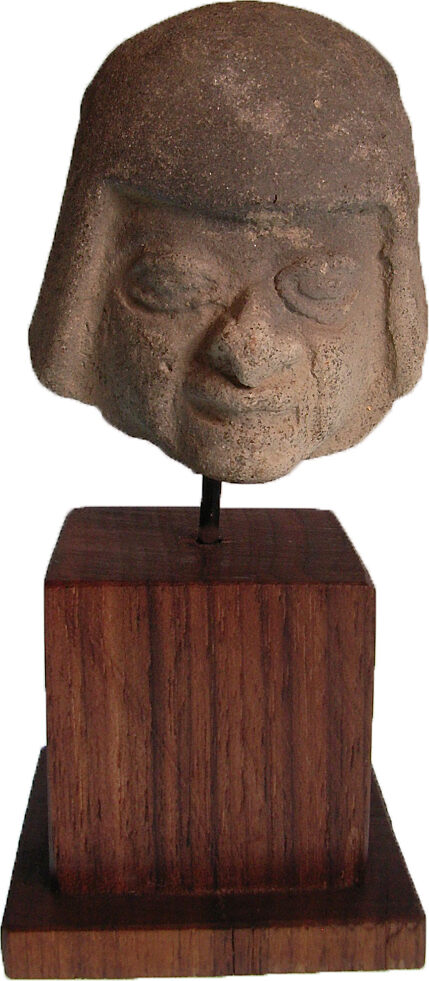 Pre Columbian Helmeted Ceramic Head Warrior Inca And Maya Tumaco La Tolita Vz