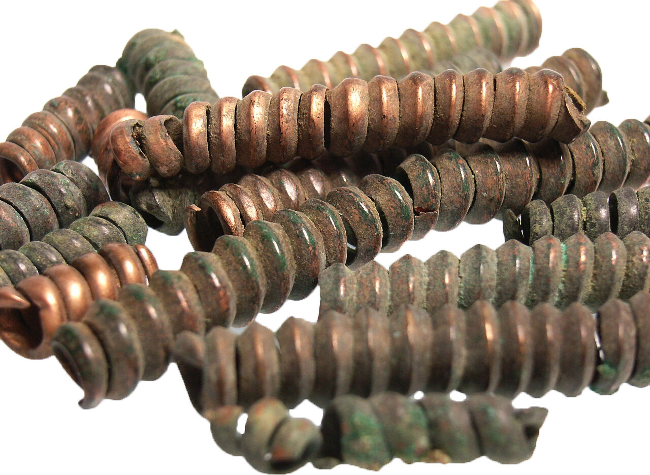 Twisted spiral jewelry beads from the Bronze Age Celtic Europe