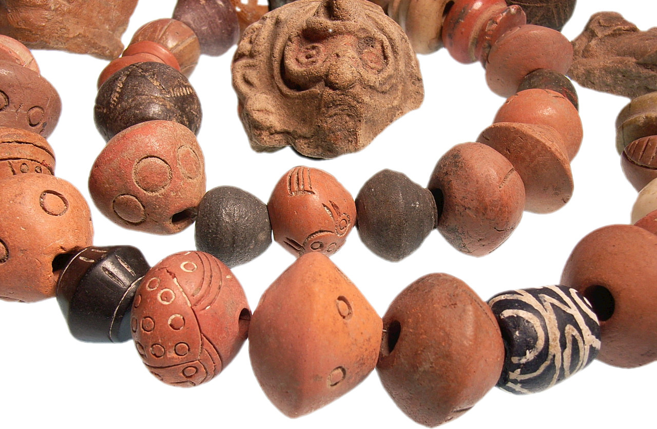 Pre Columbian Pottery Heads And Ornamental Beads Inca Maya Tumaco La Tolita Ma Shops