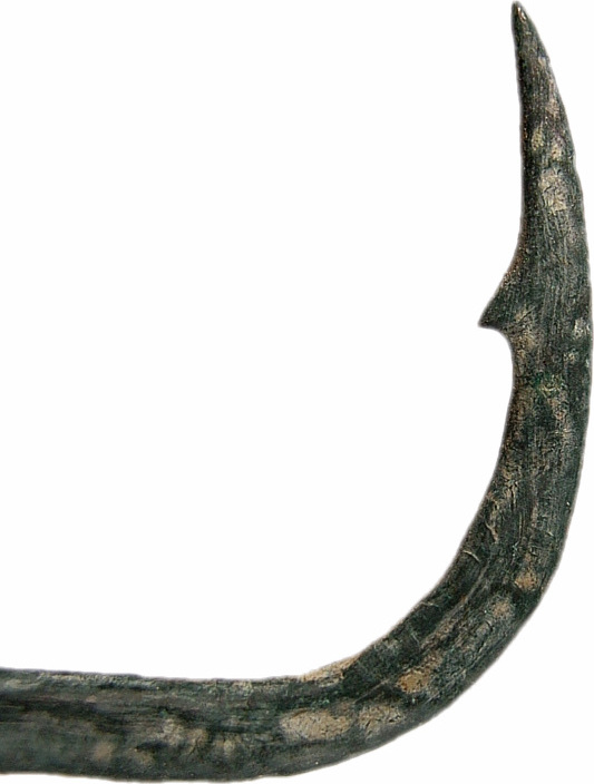 Ancient Roman bronze fishing hook in intact condition antique collection