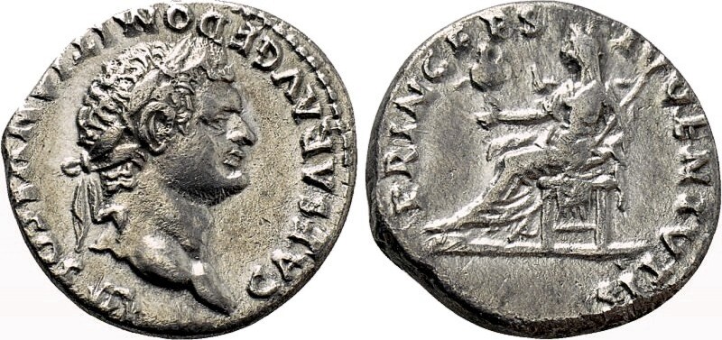 Roman Empire January-June AD 79 DOMITIAN (as Caesar) AR Denarius. EF/EF ...