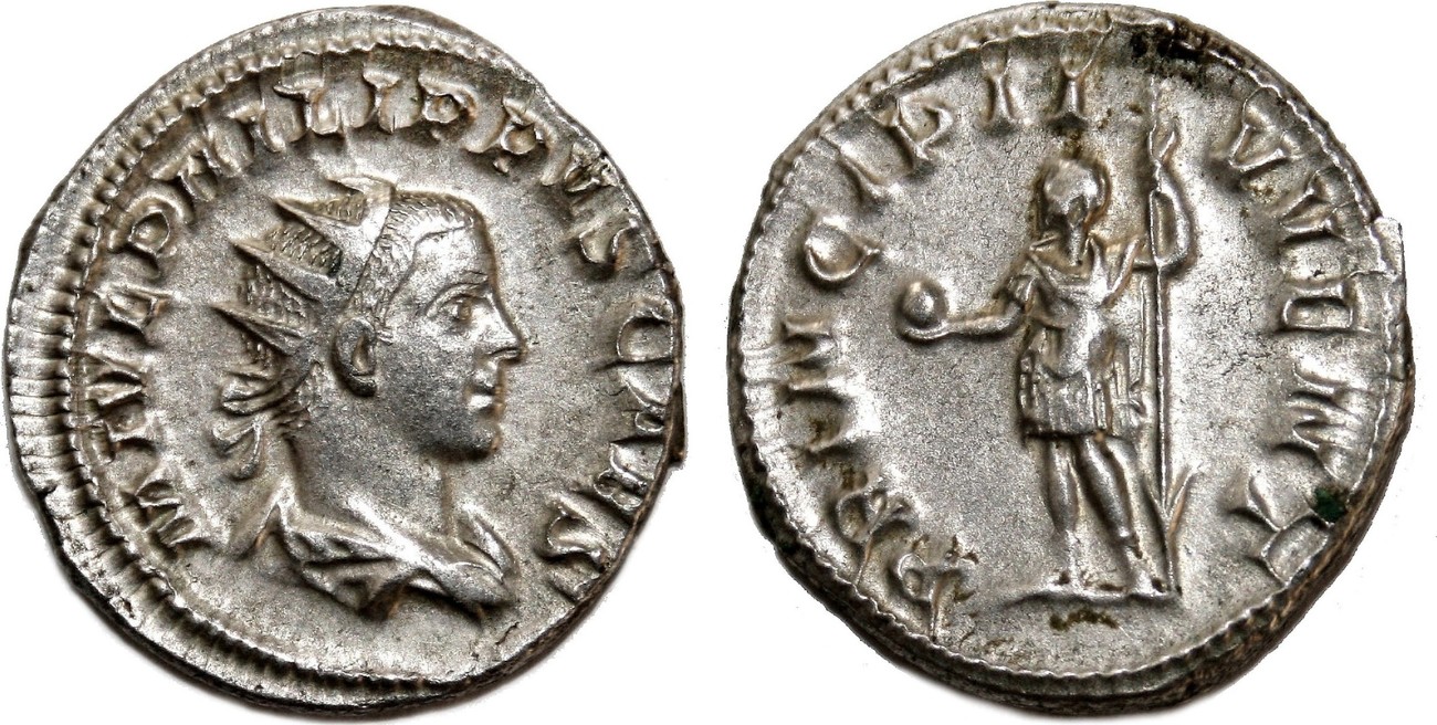 Roman Empire AD 244-246 PHILIP II AR Antoninianus. EF/EF-. PRINCIPI ...