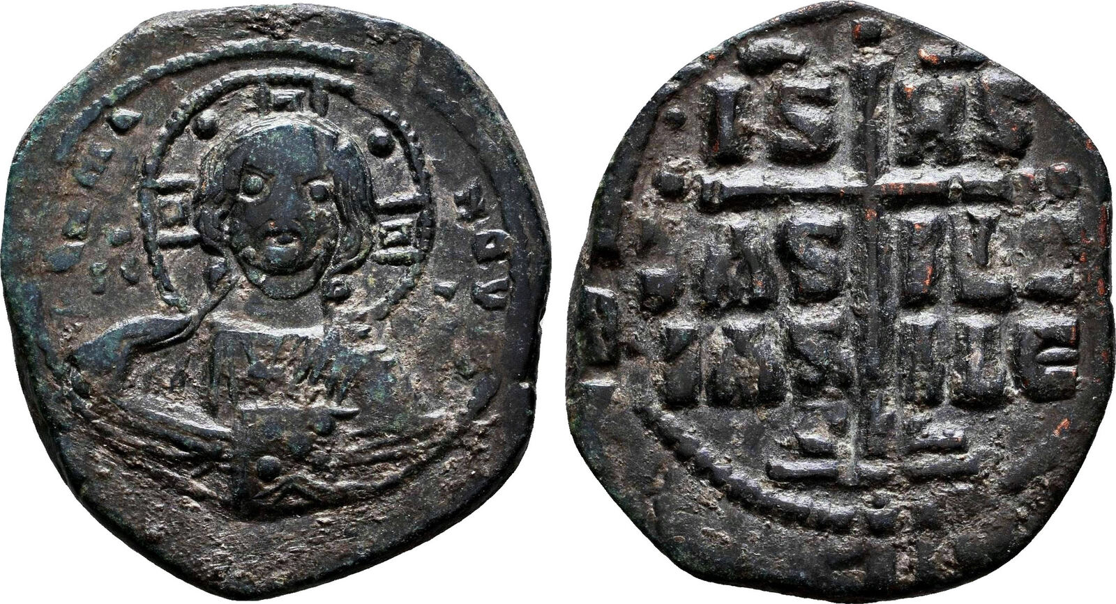 Byzantine Empire Anonymous Byzantine Follis. Romanus III. AD 1028-1034.  EF-. Constantinople. | MA-Shops, image size:1600x867