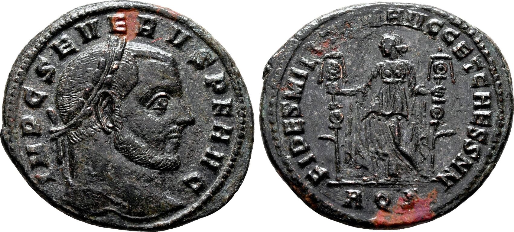 Roman Empire AD 306-307 SEVERUS II (as Augustus) AE Follis. EF/EF ...