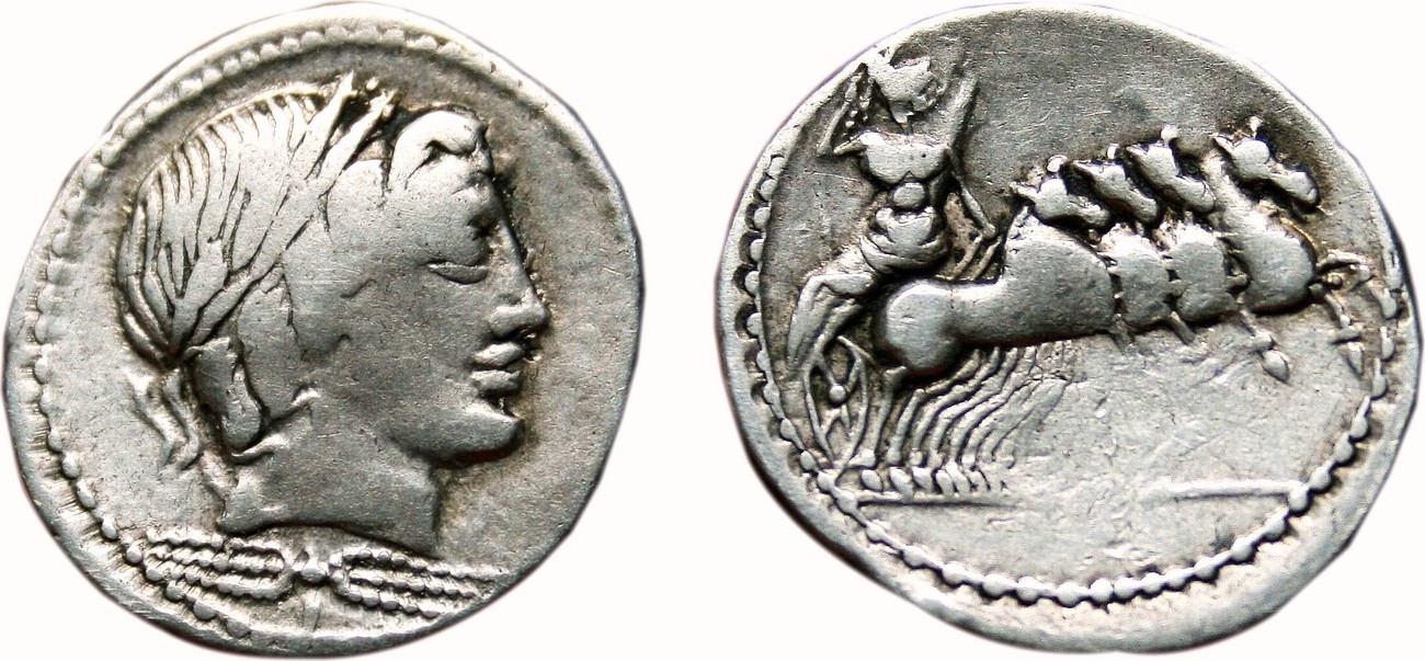 Roman Republic 86 BC ANONYMOUS AR Denarius. VF+. Apollo Vejovis