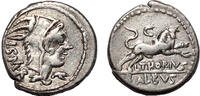 Roman Republic Denarius L. Thorius Balbus AR Denarius. EF-/VF+. 105 BC. Bull - C in reverse. -