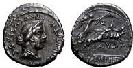 Roman Republic Denarius C. ANNIUS and L. FABIUS L. F. HISPANIENSIS AR Denarius. EF-/EF. Anna Perenna. -