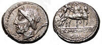 Roman Republic Denarius L. C. Memmius L. f. Galeria AR Denarius. EF. 87 BC. Rome. -