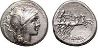 Roman Republic Denarius C. Claudius Pulcher AR Denarius. EF/EF-. 110-109 BC. Biga. -