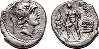 Roman Republic Denarius C. Malleolus, A. Albinus Sp.f., and L. Caecilius Metellus AR Denarius. EF-/EF. -