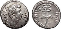 Roman Imperatorial Denarius OCTAVIAN and MARK ANTONY AR Denarius. EF-. 40-39 BC. Caduceus. RARE! -