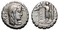 Roman Republic Denarius A. Postumius A. f. Sp. n. Albinus AR Denarius. VF+/VF. 81 BC. Head of HISPANIA. -