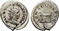 Roman Empire Antoninianus VALERIAN II AR Antoninianus. EF-. Altar - CONSECRATIO. -