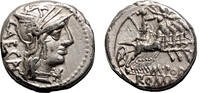 Roman Republic Denarius M. Porcius Laeca AR Denarius. EF-. 125 BC, Rome mint. -