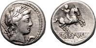 Roman Republic Denarius P. Crepusius AR Denarius. EF-. Rome mint, 82 BC. Horseman. -