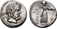 Roman Republic Denarius L. Procilius AR Denarius. EF. 80 BC. Juno Sospita. -