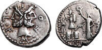 Roman Republic Denarius M. Furius L.f. Philus AR Denarius. EF-/VF+. 119 BC. Janus. -