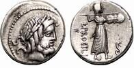 Roman Republic Denarius L. Procilius AR Denarius. EF-/EF. 80 BC. Juno Sospita. -