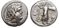 Roman Republic Denarius L. Procilius AR Denarius. EF-/VF+. 80 BC. Juno Sospita. -