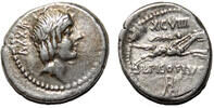 Roman Republic Denarius L. Calpurnius Piso Frugi AR Denarius. VF+/EF-. 90 BC. -