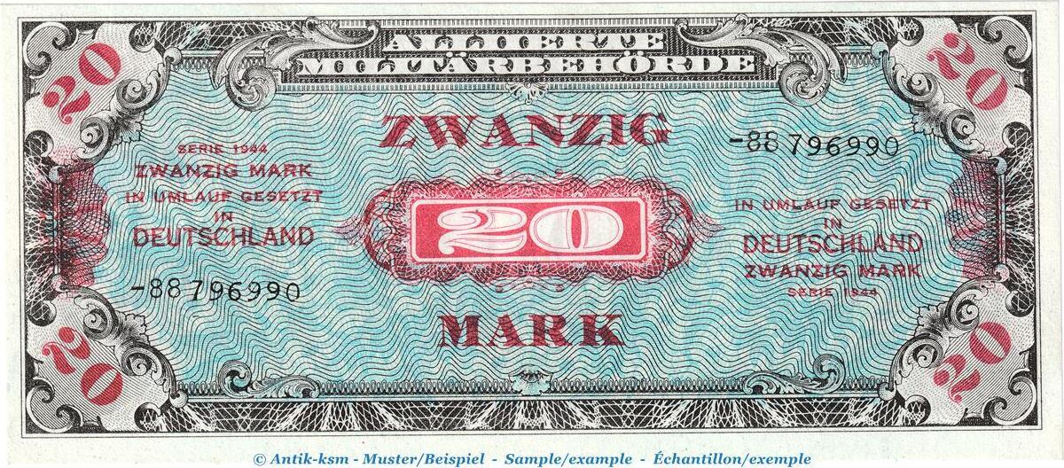 Wer War Auf Dem 20 Mark Schein Alliierte Militärbehörde Banknote, 20 Mark Schein -UDSSR- in kfr. AMB-5