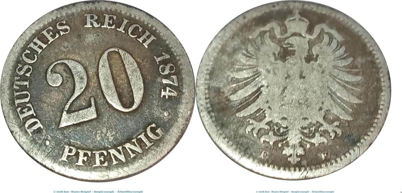 Немецкие 5 в рубли. Серебряные 10 пфенниг 1874.