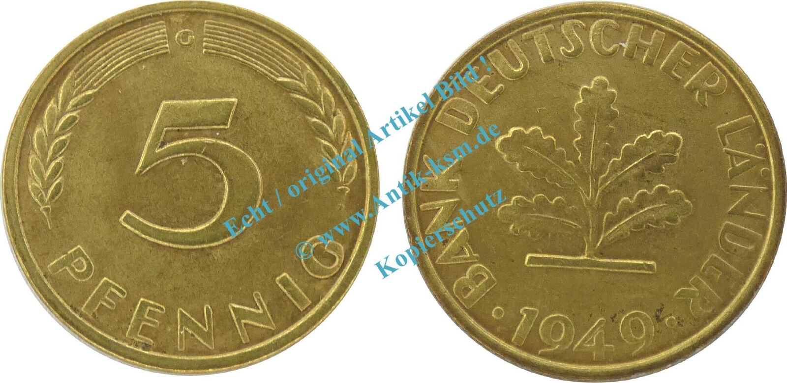 5 Pfennig Bank Deutscher Länder 1949 G Kursmünze DE 5 Pf. -BDL- Kursmünze Bank deutscher Länder, 5 Pfennig