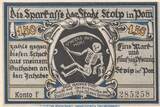 Notgeld DE 1,50 Mk. -WZ- Notgeld Sparkasse Stolp 1275.4.a , 1,50 Mark Schein --mit Wz-- in kfr. o.D. POM 1 to 1-
