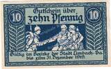Notgeld De 10 Pf. Limbach , Notgeld 10 Pfennig Schein in kfr. Tieste 3630.10.10 , Sachsen o.D. 1 to 1-