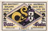 Serienscheine DE 2 Mk. o.D. Notgeld Jungdeutscher Orden Marienburg Baustein 869.1 , 2 Mark Schein in kfr. o. 1 to 1-