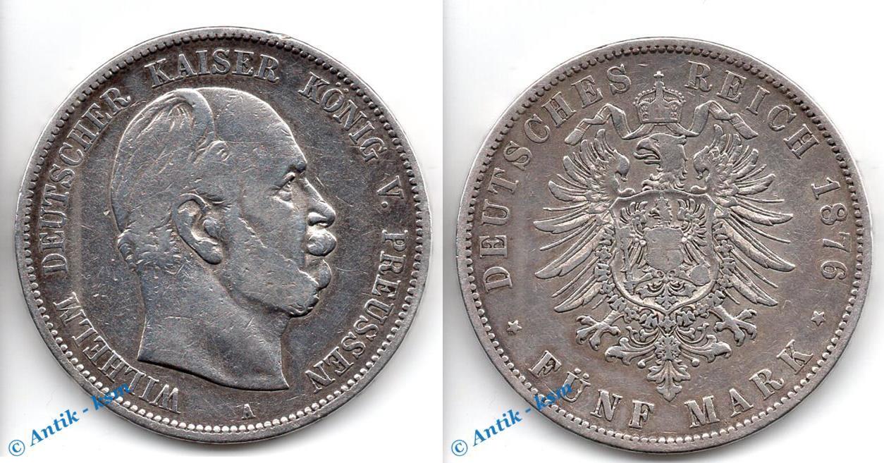 Kaiserreich ab 1871 5 Mark Preussen deutsches Reich, 5 Mark Silbermünze ...