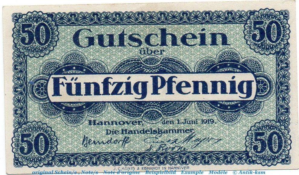 Notgeld Deutschland Notgeld der Handelskammer Hannover 2795.30.16, 50 ...