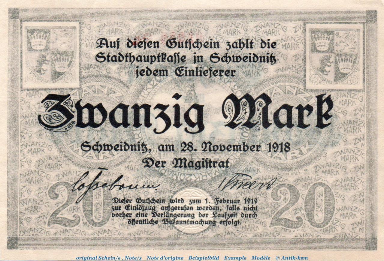 20 Mark Schein 1918 Großnotgeld Deutschland Banknote der ...