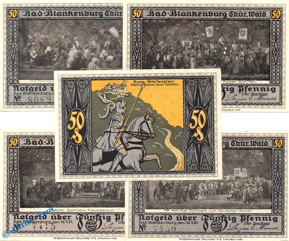 Notgeld De 5 Scheine kpl. Notgeld Blankenburg, Set mit 5 Scheinen in ...