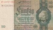 Großdeutsches Reich 1933 - 1945 50 Mark Schein, -C- L bis P Reichsbanknote , 50 Mark -C2- KN braun in gbr. DEU-210.b, Ros.175, P.182 , 1933 -