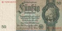 Großdeutsches Reich 1933 - 1945 50 Mark Schein, -M- a bis p Reichsbanknote , 50 Mark Schein -M- in gbr. DEU-210.a, Ros.175, P.182 , 1933 -