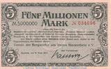 Großnotgeld Inflation Notgeld Moers 5 Mio. Mark Banknote V.d. Bergwerke Moers , 5 Millionen Mark Schein in kfr. Keller 3592.d -