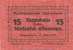 Kleingeld 1914-1922 15 Pf. Notgeld Marktgemeinde Stammbach, 15 Pfennig Schein in kfr. Tieste 7070.05.16 BAY -